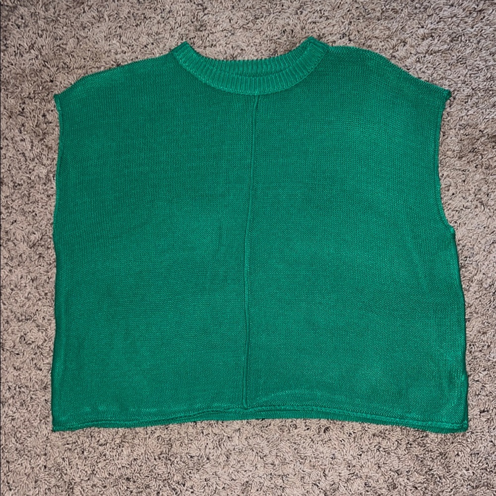 SHEIN Green Knit Crew Neck Sweater Vest